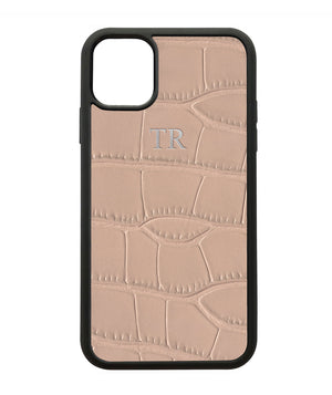 Nude CROC Leather Embossed Phone Case