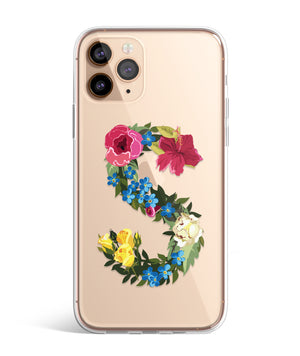 Large Floral Letter Clear Phone Case