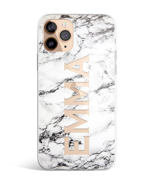 White Marble Name Clear Phone Case