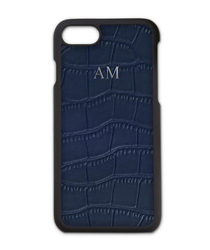 Navy CROC Leather Embossed Phone Case
